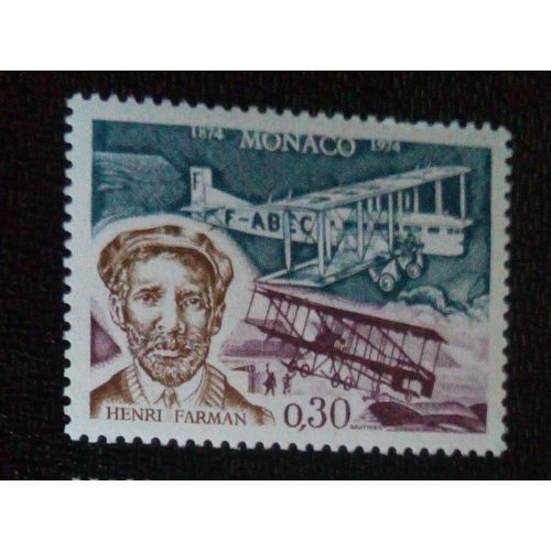 Timbre Monaco Yt 959 Henri Farman (1874-1958), Pionnier De L'aviation Française; Farman Bi 1974 ( 021104 )