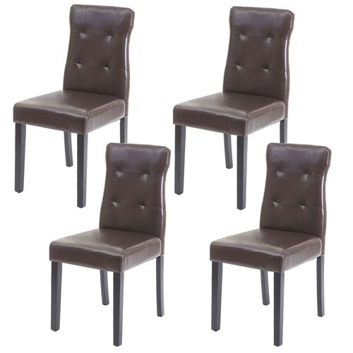 4x Chaise De Salle À Manger Hwc-E58, Fauteuil   Similicuir Marron, Pieds Foncés
