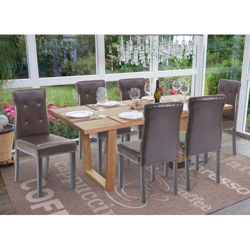 6x Chaise De Salle À Manger Hwc-E58, Fauteuil   Similicuir Marron, Pieds Foncés