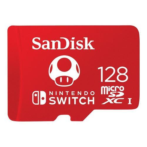 Carte mémoire micro SD SanDisk 128 Go rouge pour Nintendo Switch - UHS-I U3 - microSDXC