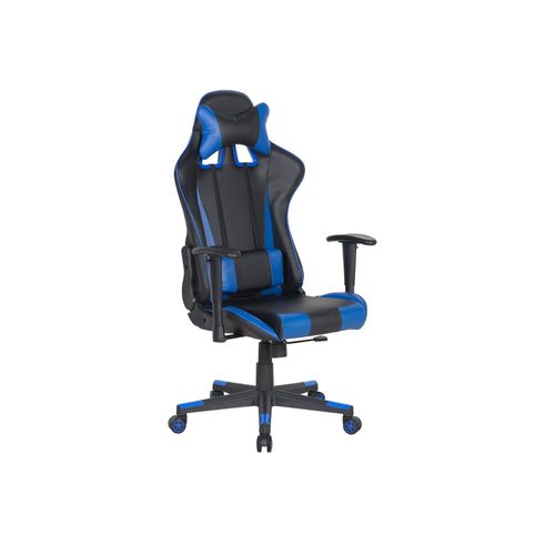 Chaise De Bureau Cuir Pu Bleu Foncé Gamer