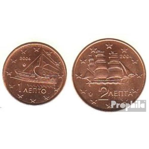Grèce Gr1 - 2 2004 Brillant Universel (Bu) 2004 Monnaie En Cours Legal 1 Et 2 Cent