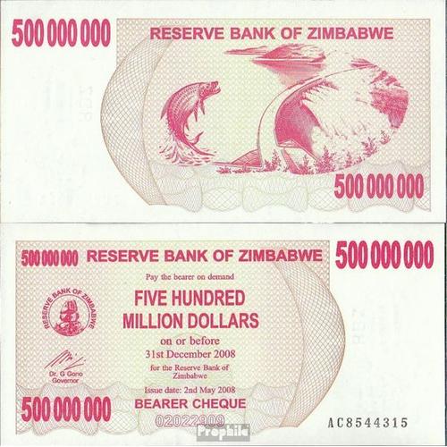 Zimbabwe Pick-No: 60 Neuf 2008 500 M. Dollars