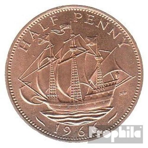 Royaume-Uni Km-No. : 896 1967 Bronze Fleur De Coin 1967 1/2 Penny Elizabeth Ii.