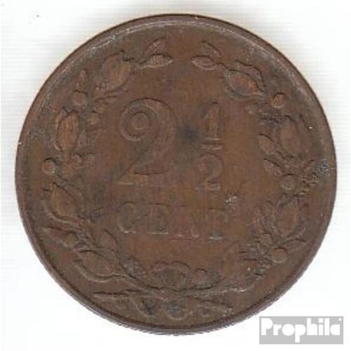 Pays-Bas Km-No. : 108 1884 Très Déjà Bronze 1884 2-1/2 Cent Couronné Lion