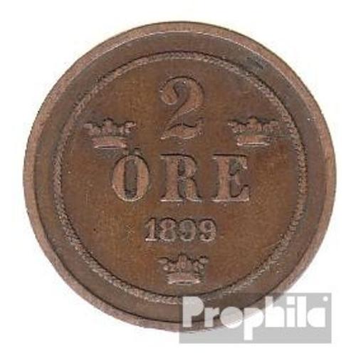 Suède Km-No. : 746 1899 Bronze Très Très Beau 1899 2 Öre Gekröntes Monogramme