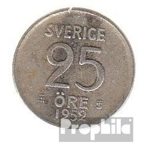 Suède Km-No. : 824 1958 Argent Très Très Beau 1958 25 Öre Couronne