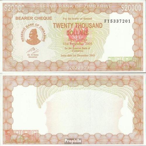 Zimbabwe Pick-No: 23 (2005) Neuf 2003 20.000 Dollars