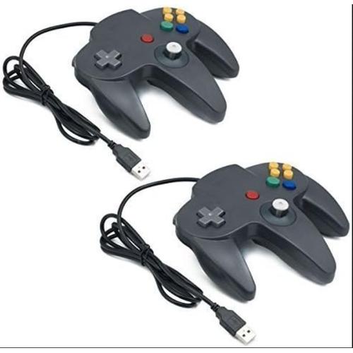 2 Manette De Jeu Usb Pour Jeux N64 Classic Usb Avec Câble Pour Windows Pc Mac Noir