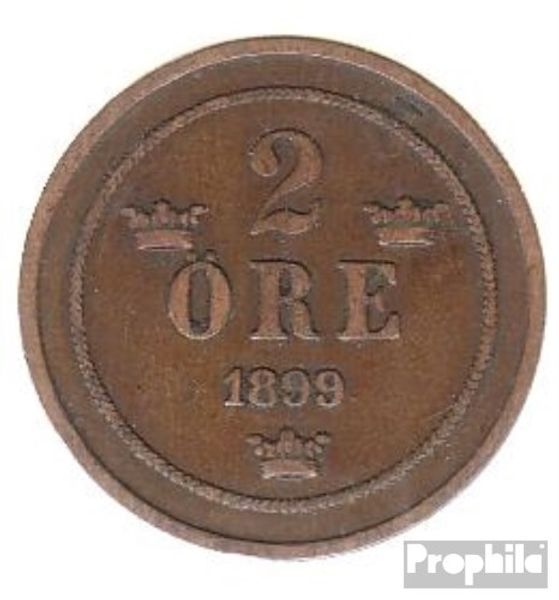 Suède Km-No. : 746 1886 Très Déjà Bronze 1886 2 Öre Gekröntes Monogramme