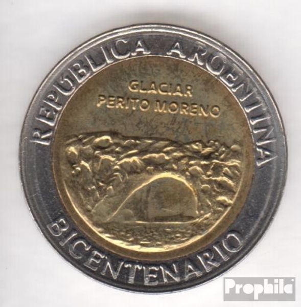 Argentine Km-No. : 160 2010 Stgl./Unzirkuliert Bi-Metallic Aluminium-Bronze 2010 1 Peso Glaciar Perito Moreno