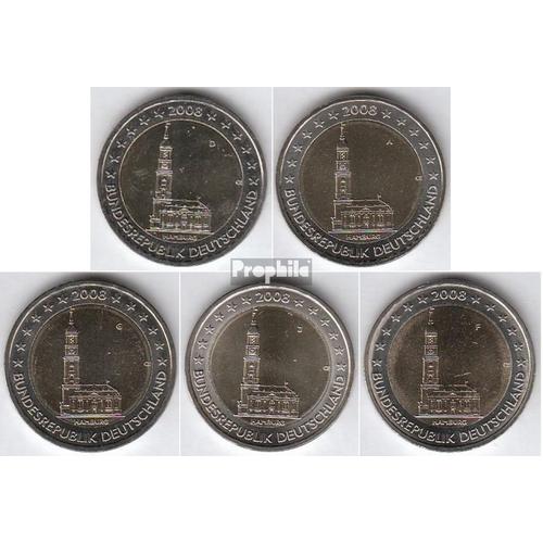 Rfa (Fr.Allemagne) Jägernr: 534 2008 Un,D,F,G,J Stgl./Unzirkuliert 2008 5x2 Euro Hamburger Michel