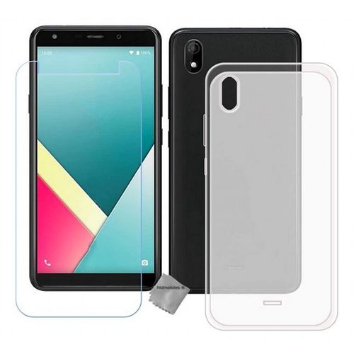 Housse Etui Coque Pochette Silicone Gel Fine Pour Wiko Y61 + Verre Trempe - Blanc Transparent