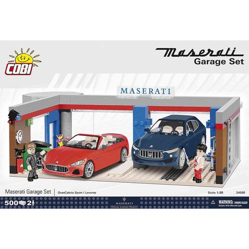 Maserati Grancabrio Sport Et Levante Garage Set - 500 Pièces - 2 Figurines 1/35 Cobi