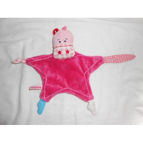 Doudou Cheval Hippopotame Zebre Ane Vache Bleu Carreau Vichy Rose Plat En Forme D'etoiles Avec Des Etoiles Tiamo Charly Et Cie