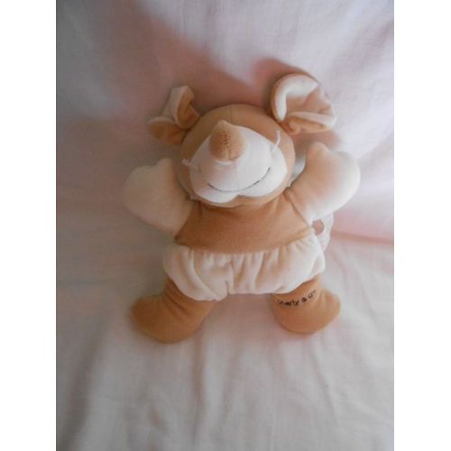 Doudou Peluche Souris Marron Beige Ecru Creme Taupe Charlie Et Compagnie Cie Tiamo Collection Semi Coussin