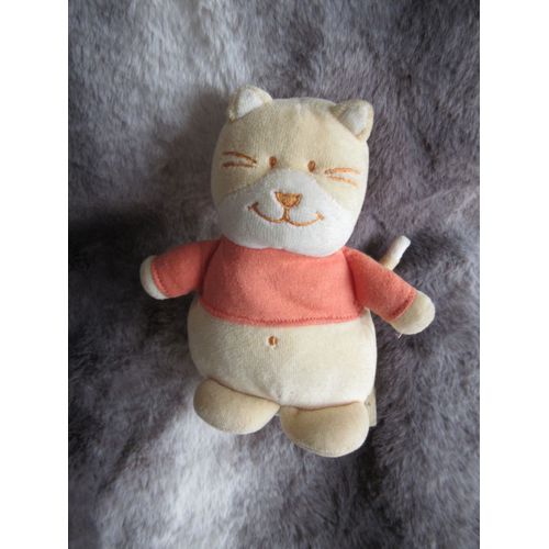 Doudou Peluche Chat Orange Souriant Bengy 17 Cm