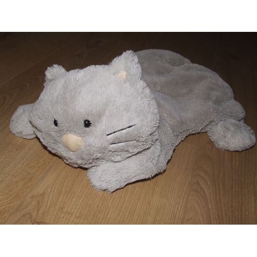 Chat Etam Gris Range Pyjama Doudou Peluche 45 Cm Museau Fesses