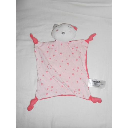 Doudou Ours Qui Dort Plat Carre 4 Noeuds Rose Orange Blanc Gris Etoile Tape À L'oeil Tao