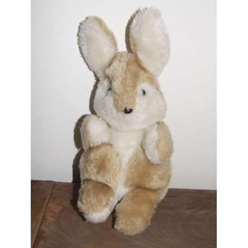 Lapin Boulgom Marron Beige Blanc Grelot Peluche Ancien Vintage 24 Cm + Oreilles 7 Cm