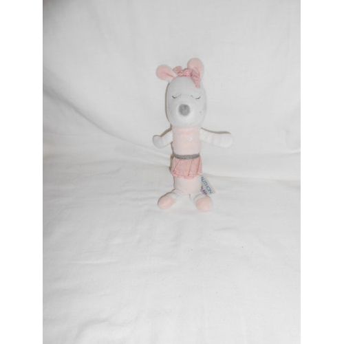 Doudou Grelot Pouet Hochet Lilibelle Souris Gris Blanc Jupe Rosefleur Danseuse Ballerine Noeud Sauthon Baby Deco Aubert