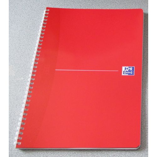 Cahier Oxford My Style A4 - 21x29,7cm-Couverture Pelliculée Brillante Rouge Cerise-Double Spirale-100 Pages-Papier Blanc 90g Carreaux 5x5 Avec En-Tête Et Double Marge-Règle Marque-Page Amovible