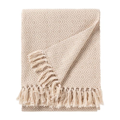 Couverture En Coton Jasmin Beige 125x150 Cm - Tapis Poil Court Design Moderne Pour Salon