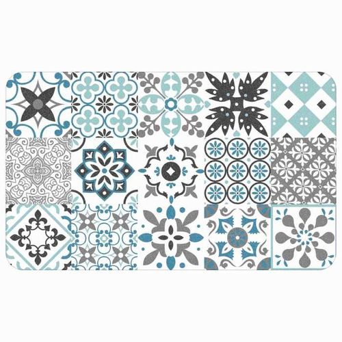 Tapis Rectangle 45 X 75 Cm Mousse Imprimee Salou Bleu