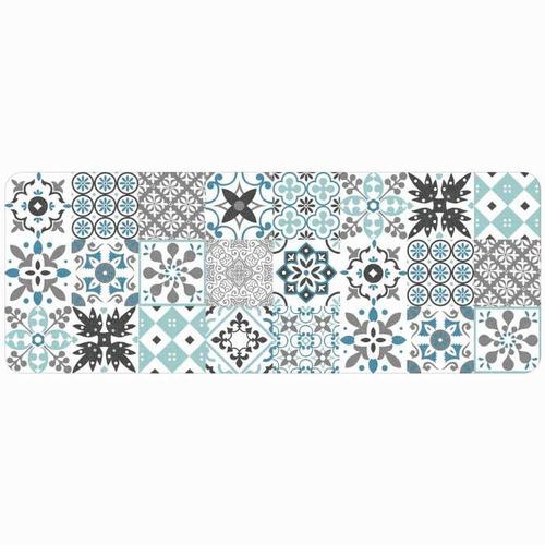 Tapis Rectangle 45 X 120 Cm Mousse Imprimee Salou Bleu