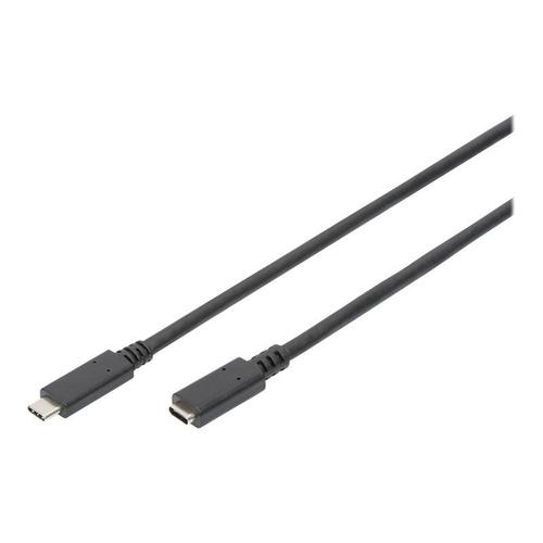 DIGITUS - Câble d'extension USB - 24 pin USB-C (M) pour 24 pin USB-C (F) - 20 V - 3 A - 2 m - support 4K - noir