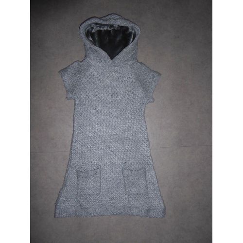 Robe Manches Courtes À Capuche En Laine Grise Zara - Taille L