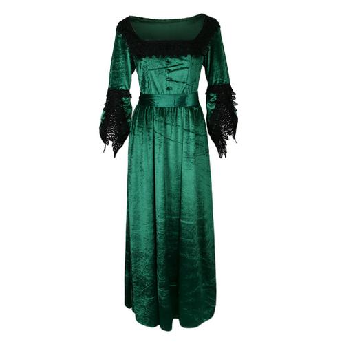 Robe Médiévale En Velours Manches Évasées Pour Femme L Vert