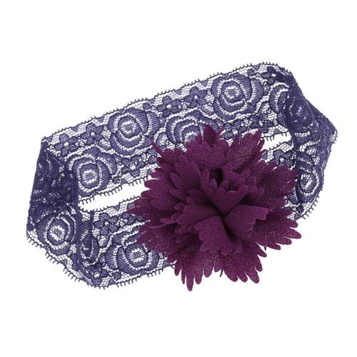 Bandeau Bébé Filles Headband Fleur En Dentelle Elastique Mode Bel Dark Purple