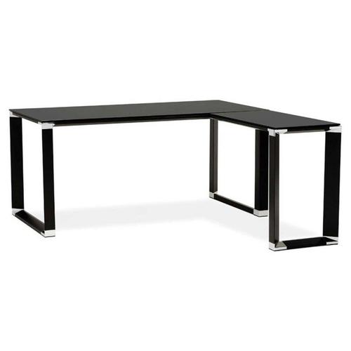 Paris Prix - Bureau D'angle Design "Hovik" Verre Noir