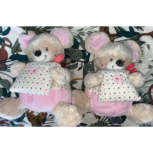 Doudou Souris Mots D¿Enfants Musical Peluche Lot De Deux Doudous Jouets Boîte À Musique Leclerc