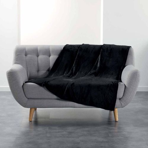 Plaid Uni En Flanelle "Flanou" 125x150cm Noir