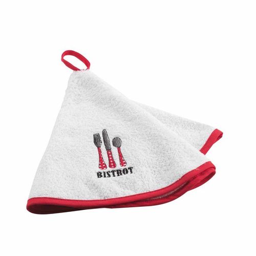 Essuie Main Rond "Au Bistrot" 60cm Rouge
