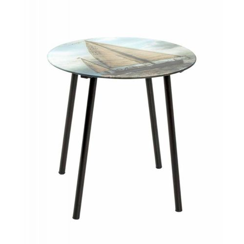 Paris Prix - Table D'appoint Design "Voilier" 41cm Noir & Bleu