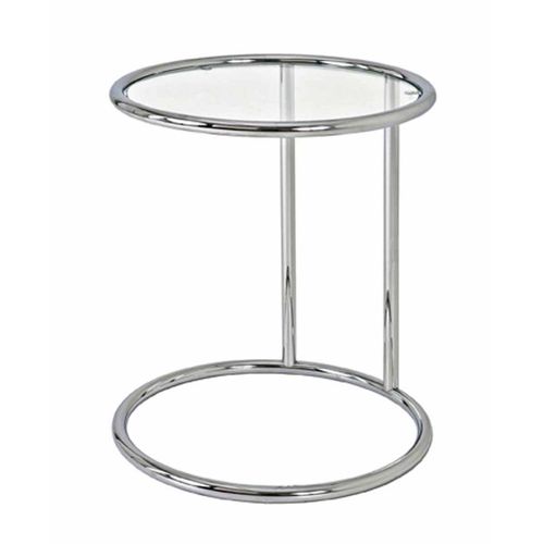 Paris Prix - Table D'appoint En Verre "Blaise" 55cm Argent