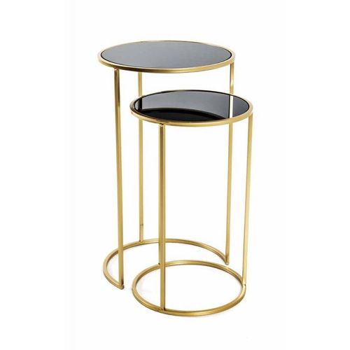Paris Prix - Lot De 2 Tables D'appoint "Eddy" 60cm Or & Noir