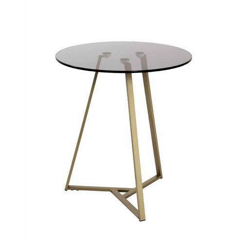 Paris Prix - Table D'appoint En Verre "Safia" 50cm Or