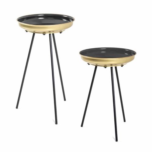 Paris Prix - Lot De 2 Tables D'appoint "Alice" 66cm Noir & Or