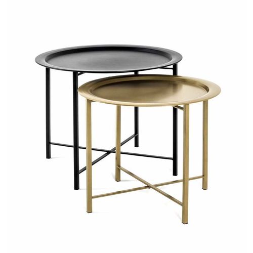 Paris Prix - Lot De 2 Tables D'appoint "Gabin" 62cm Noir & Or