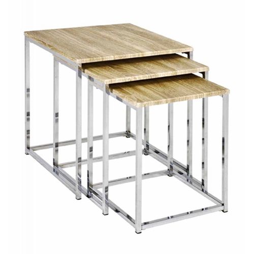 Paris Prix - Lot De 3 Tables D'appoint "Zélie" 42cm Chêne Clair