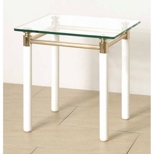 Paris Prix - Table D'appoint Design "Ruben" 44cm Blanc & Or