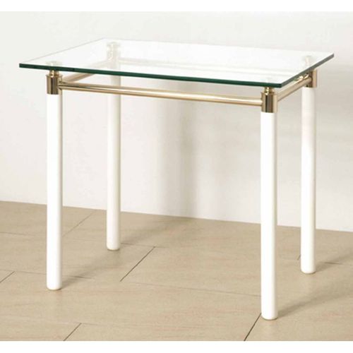 Paris Prix - Table D'appoint Design "Ruben" 60cm Blanc & Or