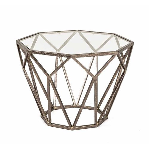 Paris Prix - Table D'appoint Design En Verre "Nila" 55cm Bronze