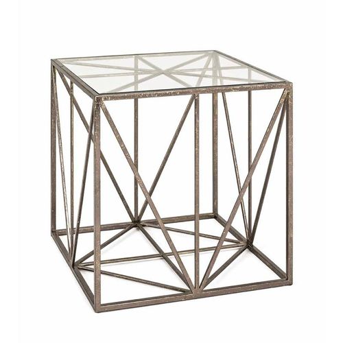 Paris Prix - Table D'appoint Carrée En Verre "Nila" 50cm Bronze