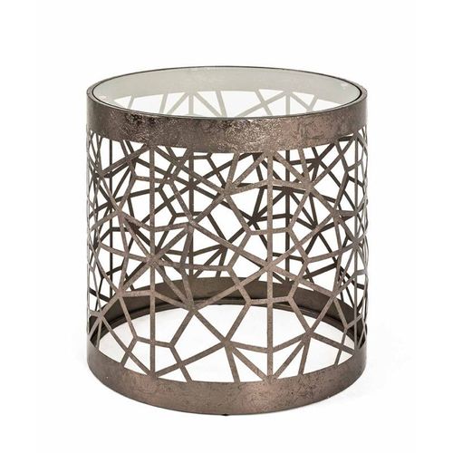 Paris Prix - Table D'appoint Ronde En Verre "Nila" 50cm Bronze