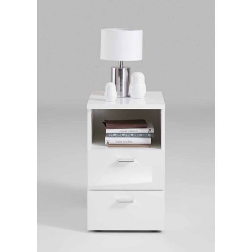 Paris Prix - Table De Chevet 2 Tiroirs "Macom" 61cm Blanc Laqué
